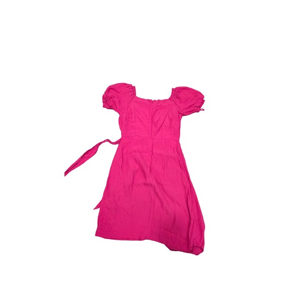 Maeve Anthropologie Pink Midi Dress Puff Sleeve Tie Waist Women's Size 6 - Picture 7 of 7